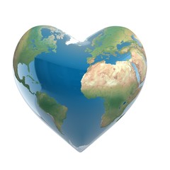 ove planet 3d concept - heart shaped earth