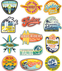 California vintage stickers collection - obrazy, fototapety, plakaty