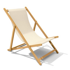 Deck-chair with beige-colored fabric - obrazy, fototapety, plakaty