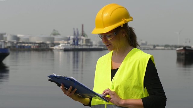 Female Docker with CB Radio