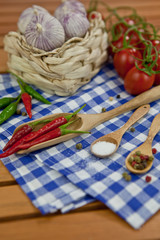 Knoblauch, Chili und Gewürze