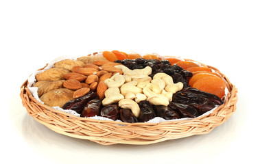 different dried fruits isolated on white