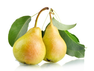 Juicy flavorful pears isolated on white