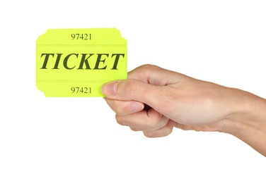 Woman's hand holding a colorful ticket