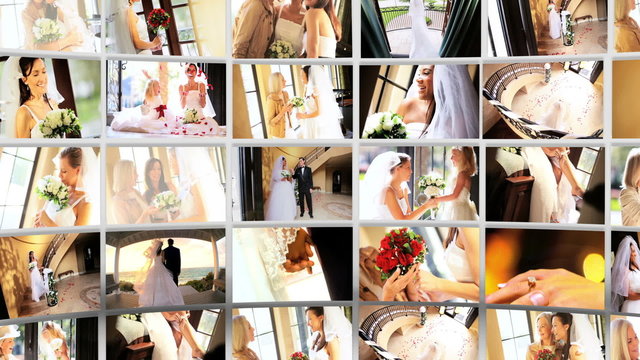 Montage 3D tablet wedding images of American brides
