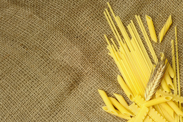 Linguine, penne and reginette, italian pasta