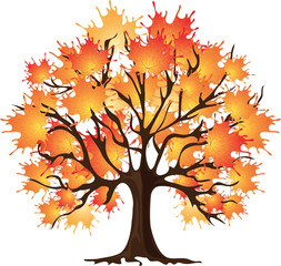 Art autumn tree. Maple