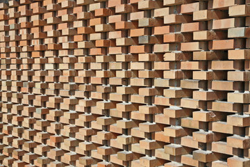 illuminated red wall bricks arranged orthogonally