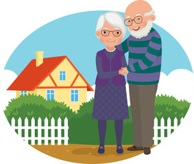 Elderly couple at their home