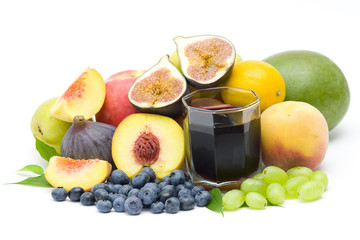 fruit juice and fresh fruits