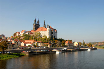 Obraz premium Meißen, Meissen, Elbe, Burgberg, Dom, Albrechtsburg