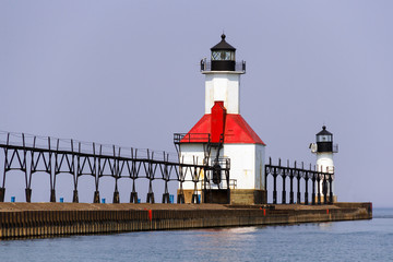 Fototapeta na wymiar St. Joseph, Michigan North Pier Lights