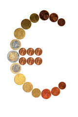 Euro sign made out of euros