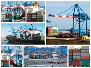 Cargo shipping collage