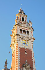 Clock tower of Chamber of Commerce of city Lille