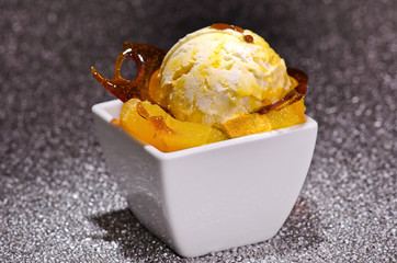 Apricots and caramelized sugar desert - Powered by Adobe