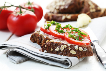 Wholesome Bread with Tomato and Chives