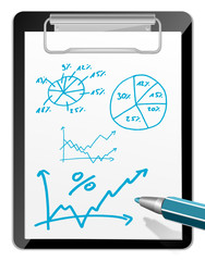 Klemmbrett mit Diagrammen