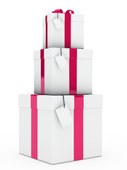 gift boxes pink white stack