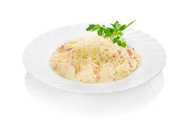 plate of pasta and smoked salmon