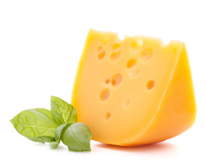 Cheese and basil leaves