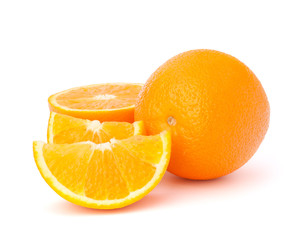 Sliced orange fruit segments  isolated on white background