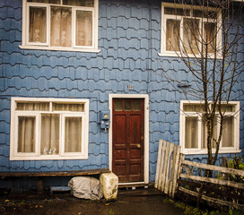 Rural blue house