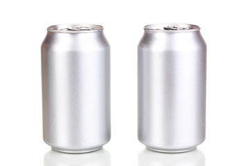 aluminum cans isolated on white