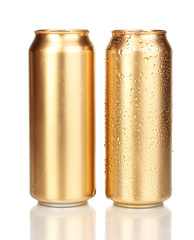 golden cans isolated on white