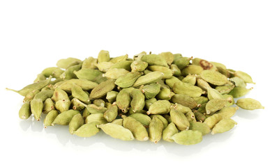 green cardamom isolated on white close-up