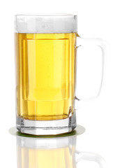 Glass of beer isolated on white.