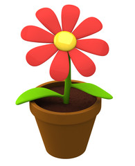 Plant with flower in flowerpot 3d