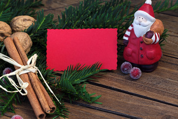Leere Karte mit Weihnachtsdeko
