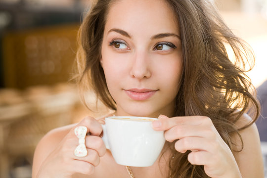 Coffee fun brunette.