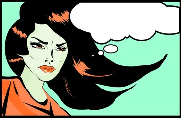Peel and stick wall murals Comics Retro looking angry woman Vintage clipart collection