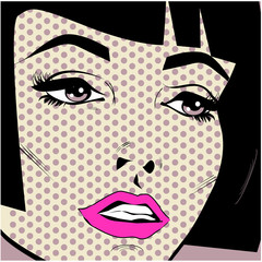 Vintage woman face pop art retro poster - 43753240