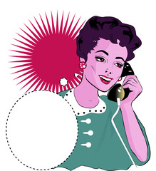 Lady Chatting On The Phone - Pop Art - 43753273
