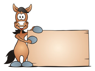 Horse beside Board © jokatoons