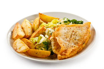 Fish dish - fried fish fillets and vegetables
