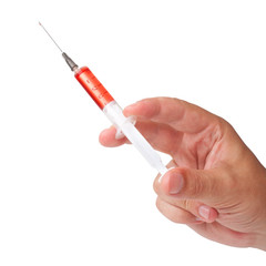 Syringe in hand