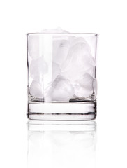 photo of empty glass with ice cubes isolated