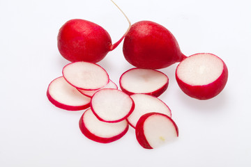 Garden radish on white background