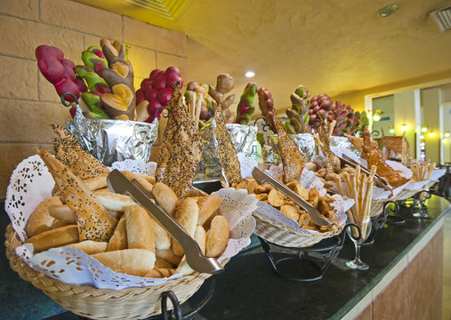 Bread display at a hotel buffet