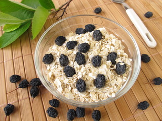 Getrocknete Aroniabeeren im Müsli