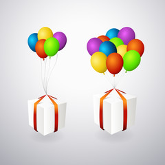 Vector isolated gift boxes with balloons