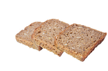 Brown bread slice isolated on white background