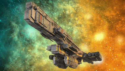 spaceship and nebula © Luca Oleastri