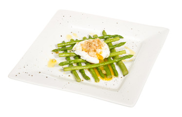 fresh salad with asparagus,eggs and croutons