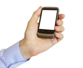 Holding Mobile Smart Phone In Hand