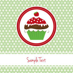 Cupcake Erdbeere - Karte